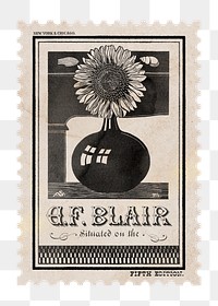Flower post stamp png sticker, transparent background