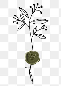 Minimal png flower illustration, transparent background