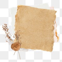 Aesthetic torn paper png collage element, transparent background