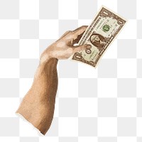 Carrying dollar bill png, collage element on transparent background