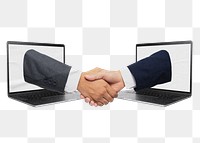 Handshake png, online business deal and partnership collage element on transparent background