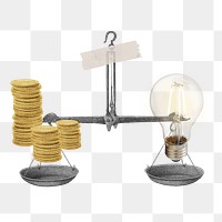 Commodity on scale png, ideas make money concept collage element on transparent background