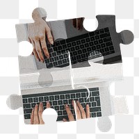 Teamwork jigsaw png collage element on transparent background
