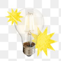 Light bulb png, sparkling with fresh ideas on transparent background
