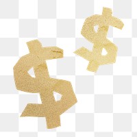 US dollar sign png, paper collage element on transparent background