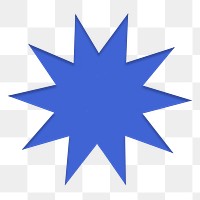 Blue star shape png, paper collage element on transparent background