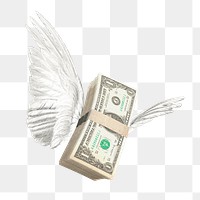 Flying dollar png, inflation collage element on transparent background