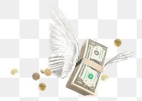 Flying dollar png, inflation collage element on transparent background