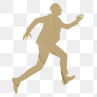 Man running png, paper craft collage element on transparent background