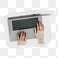 Working on a laptop png on transparent background