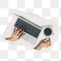 Working on a laptop png on transparent background