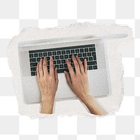 Working on a laptop png on transparent background