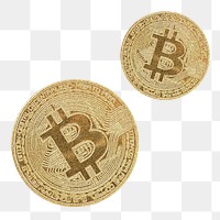 Bitcoins png, cryptocurrency concept on transparent background