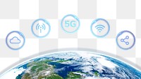 Global connection png sticker, smart technology, transparent background