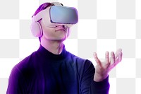 Png man wearing VR background, smart technology, transparent background