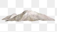 Watercolor mountain png, nature collage element, transparent background