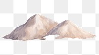 Brown mountain png, watercolor nature clipart, transparent background