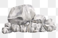 Rocks png, nature watercolor collage element, transparent background