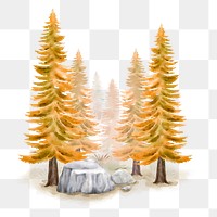 Autumn forest png watercolor nature sticker, transparent background