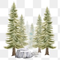 Forest watercolor png nature clipart, transparent background