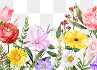 PNG colorful flower, watercolor spring collage element, transparent background