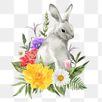 Easter bunny png, watercolor collage element, transparent background