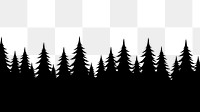 PNG forest silhouette border, pine trees collage element on transparent background