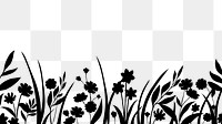 Nature silhouette png, flowers border collage element, transparent background