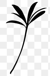 Silhouette plant png, oleander leaf collage element, transparent background