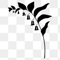 Flower silhouette png, lily of the valley clipart, transparent background