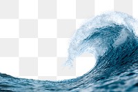 Ocean wave png border, transparent background