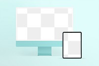 Computer, tablet screen png mockup, transparent digital device