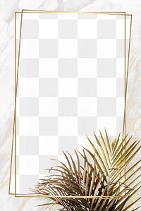 Palm leaves with a gold frame design element