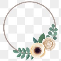 Pastel papercraft flower round badge design element