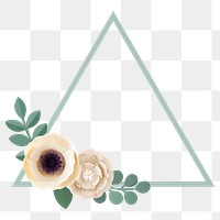 Papercraft flower on a green triangle badge design element