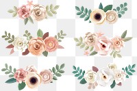 Pastel papercraft flower design element set