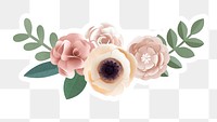 Papercraft flower sticker with a white border design element