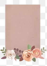 Papercraft flower border on a brown background design element