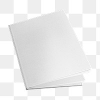 Blank white book png, isolated object transparent background