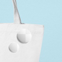 Pin mockup png, white canvas bag