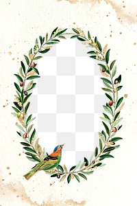 Hummingbird pattern frame png olive branches copy space