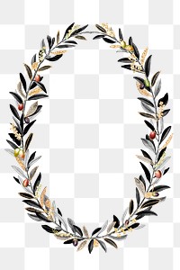 Olive branches wreath png black botanical