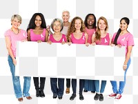 Diverse woman with a banner mockup transparent png