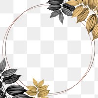 Round gold frame with foliage pattern design element