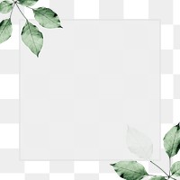 Square silver frame with foliage pattern on marble textured background design element
