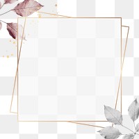 Gold square frame with foliage pattern design element