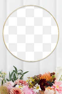 Golden floral frame mockup on a white wall