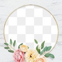 Golden round floral frame design element