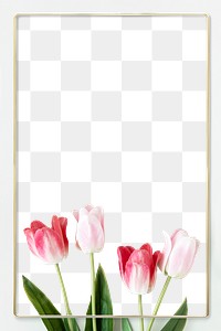 Golden blooming tulip frame design element