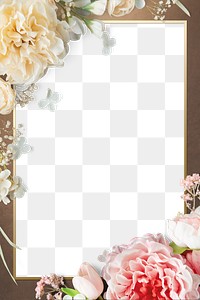 Golden blooming floral frame design element